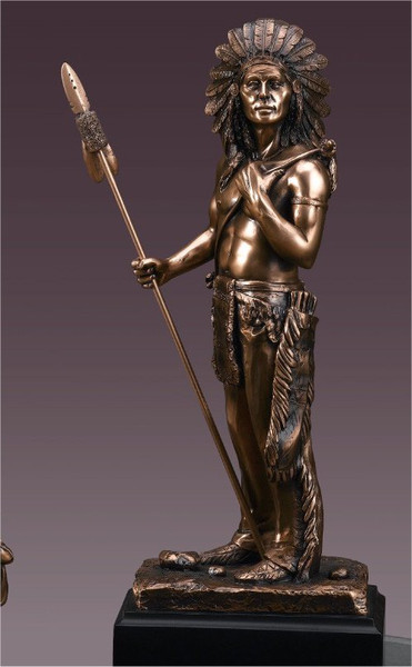 Brave Indian Hero Sculpture Proud Decorative Figurine Native American